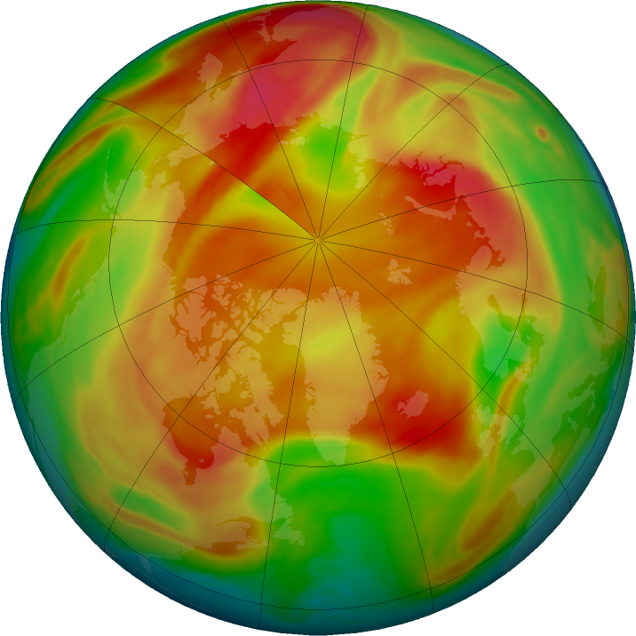 Arctic ozone map for 01 April 2019